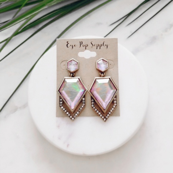 Multicolor Iridescent CZ Crystal Fashion Earrings - Picture 2 of 8